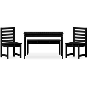 BERKFIELD HOME Mayfair 4 Piece Garden Dining Set Black Solid Wood Pine