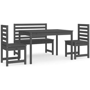 BERKFIELD HOME Mayfair 4 Piece Garden Dining Set Grey Solid Wood Pine