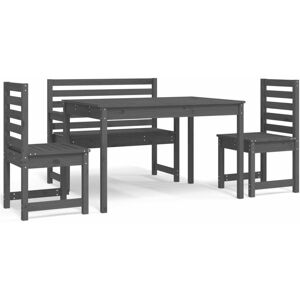 BERKFIELD HOME Mayfair 4 Piece Garden Dining Set Grey Solid Wood Pine