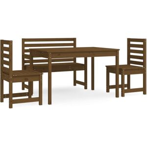 BERKFIELD HOME Mayfair 4 Piece Garden Dining Set Honey Brown Solid Wood Pine