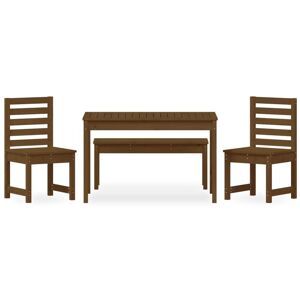 BERKFIELD HOME Mayfair 4 Piece Garden Dining Set Honey Brown Solid Wood Pine