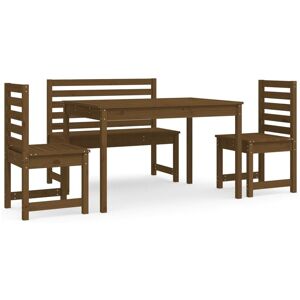 BERKFIELD HOME Mayfair 4 Piece Garden Dining Set Honey Brown Solid Wood Pine