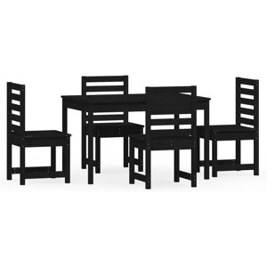 BERKFIELD HOME Mayfair 5 Piece Garden Dining Set Black Solid Wood Pine