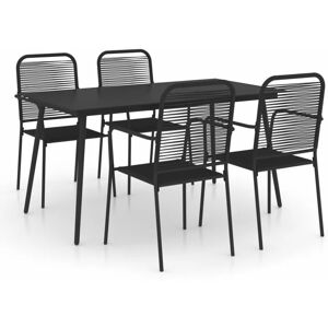 BERKFIELD HOME Mayfair 5 Piece Garden Dining Set Cotton Rope and Steel Black