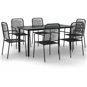 BERKFIELD HOME Mayfair 7 Piece Garden Dining Set Black Cotton Rope and Steel