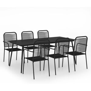 BERKFIELD HOME Mayfair 7 Piece Garden Dining Set Cotton Rope and Steel Black