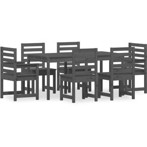 BERKFIELD HOME Mayfair 7 Piece Garden Dining Set Grey Solid Wood Pine