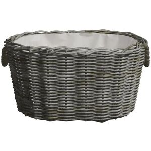 Berkfield Home - Mayfair Firewood Basket with Carrying Handles 60x40x28 cm Grey Willow