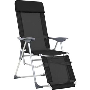 BERKFIELD HOME Mayfair Folding Camping Chairs with Footrests 2 pcs Black Textilene