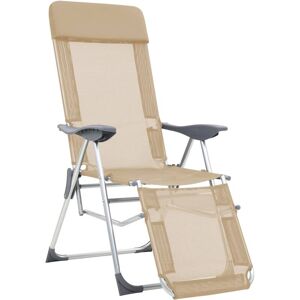 BERKFIELD HOME Mayfair Folding Camping Chairs with Footrests 2 pcs Cream Textilene