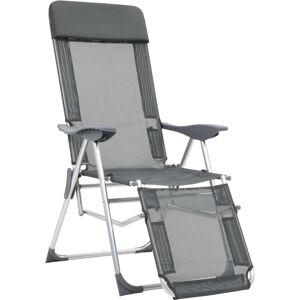 BERKFIELD HOME Mayfair Folding Camping Chairs with Footrests 2 pcs Grey Textilene