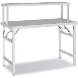 BERKFIELD HOME Mayfair Kitchen Work Table with Overshelf 120x60x115 cm Stainless Steel