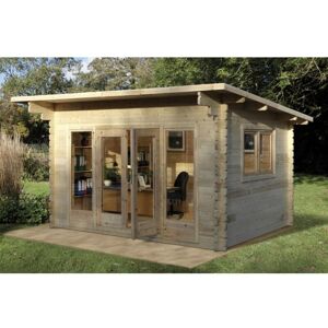 FOREST Melbury 4.0m x 3.0m Log Cabin - Pent Roof, Double Glazed 24kg Polyester Felt, plus Underlay