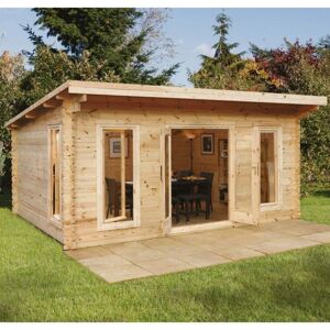 FOREST Mendip 5.0m x 4.0m Log Cabin - Pent Roof, Double Glazed, 24kg Polyester Felt, plus Underlay