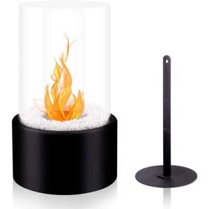 GROOFOO Mini Personal Fireplace, Round Alcohol Fireplace, Real Fire Landscape Decor Tabletop Bio-Ethanol Fireplace, Desktop Fire Pit, for Outdoor/Indoor 16.5