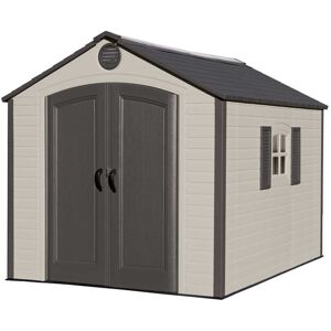 SALFORD PLASTIC SHEDS Oos - Back October 2021 - 8 x 10 Life Plus Plastic Apex Shed With Plastic Floor + 1 Window (2.43m x 3.05m)