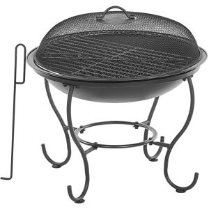 Beliani - Outdoor Charcoal Fire Pit Black Steel with Lid Metal Bowl Shape Round Negara - Black