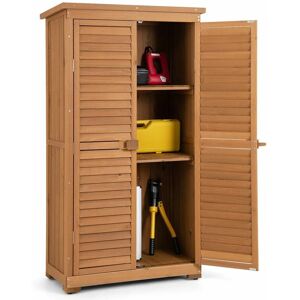 Costway - Outdoor Storage Shed Wooden Garden Tool Cabinet Waterproof Asphalt Roof Vertical