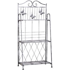 Outsunny 3-Tier Metal Folding Plant Stand Display Rack Bookshelf Unit Outdoor - Silver