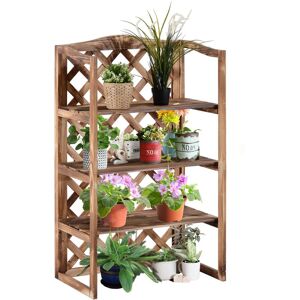 Outsunny - 3-Tier Wooden Flower Stand Plant Holder Shelf Display Rack 75x38x120cm - Carbonised finish