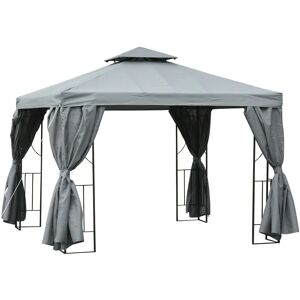 3 x 3m Garden Metal Gazebo Sun Shade Shelter Outdoor Party Tent Grey - Grey - Outsunny