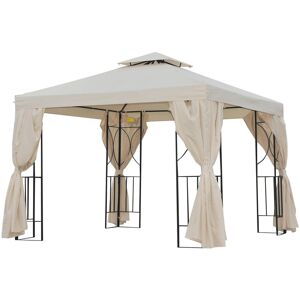 Outsunny - 3 x 3m Garden Metal Gazebo Sun Shade Shelter Outdoor Party Tent Beige - Beige