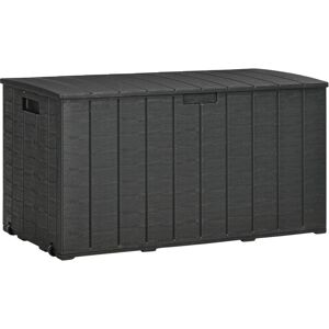 336 Litre Rolling Outdoor Garden Storage Box, Plastic Container, Black - Black - Outsunny