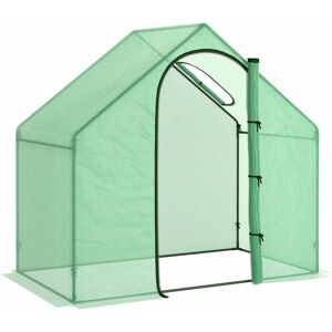 Outsunny Walk-In Portable Greenhouse Mini Grown House Steel Frame Window Green - Green
