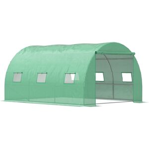 Outsunny - Tunnel Greenhouse w/ pe Cover, Outdoor Plant House w/ Door & Window - Green