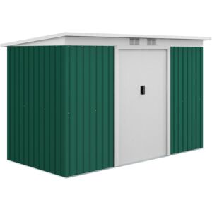 Outsunny - 9 x 4FT Outdoor Metal Frame Garden Storage Shed w/ 2 Door Deep Green - Deep Green