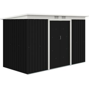 Outsunny - 9 x 4FT Outdoor Metal Frame Garden Storage Shed w/ 2 Door Dark Grey - Dark Grey