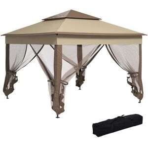 Outsunny Garden Folding Tent Heavy Duty Pop Up Gazebo Outdoor for Party Khaki - Khaki