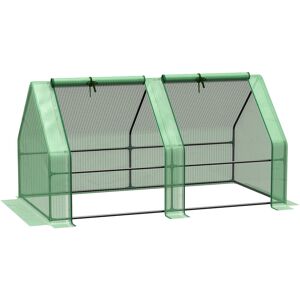 Mini Small Greenhouse with Steel Frame & pe Cover & Window Green - Green - Outsunny