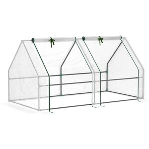 Mini Small Greenhouse with Steel Frame & pe Cover & Window White - White - Outsunny