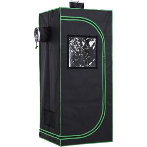 Outsunny - Mylar Hydroponic Grow Tent w/ Floor Tray for Indoor Plant 60cm x 60cm x 140cm - Black