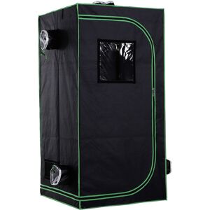 Outsunny Mylar Hydroponic Grow Tent w/ Floor Tray for Indoor Plant 80cm x 80cm x 160cm - Black