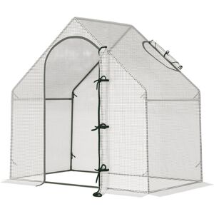 Outsunny - Walk-In Portable Greenhouse Mini Grown House Steel Frame Window White - White