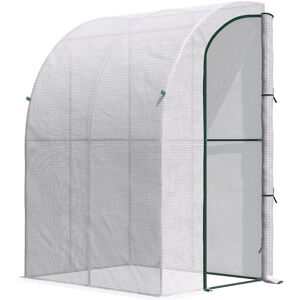 Outsunny - Walk-In Lean to Wall Greenhouse w/ Zippered Door 5' x 4' x 7' - White