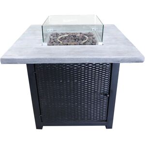 Teamson Home - Outdoor Gas Fire Pit Table with Glass Wind Guard, Smokeless Firepit, Garden Heater, Includes Lava Rocks & Cover - 40,000 btu - 86 x 86