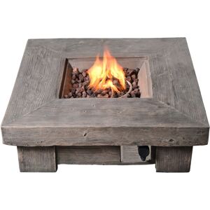 Teamson Home - Outdoor Gas Fire Pit Table, Smokeless Firepit, Garden Heater, Includes Lava Rocks & Cover - Wood Effect - 40,000 btu - 89 x 89 x 29