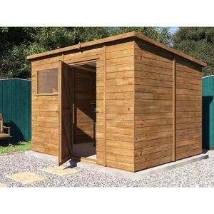 DUNSTER HOUSE LTD. 10 x 8 Pent Roof Pressure Treated Wooden Garden Storage Building Workshop - Dad's Shed iii 3m x 2.5m