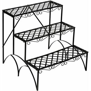 Tectake - Plant stand with 3 levels - outdoor plant stand, pot stand, plant shelf - black