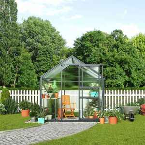 THOMPSON & MORGAN Thompson&morgan - Polycarbonate Greenhouse Large Walk-in Garden Growhouse, Rust-proof Frame, Sliding Door & Supported Twin Wall Panels with Steel