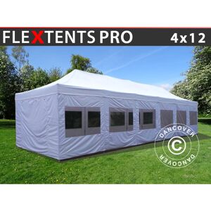 DANCOVER Pop up gazebo FleXtents Pop up canopy Folding tent pro 4x12 m White, incl. sidewalls - White