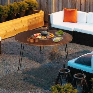 Unho - Portable Round Outdoor Patio Wood Burning Fire Pit Table Charcoal Stove