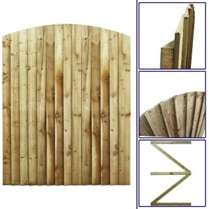 Premier Garden Supplies - Premier 6ft Feather Edge 135cm Wide Semi-Braced Arch Top Gate - Pressure Treated (Tanalised)