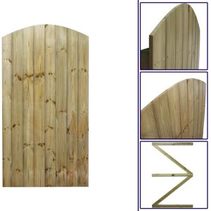 Premier Garden Supplies - Premier 6ft Tongue & Groove 90cm Wide Semi-Braced Arch Top Gate - Pressure Treated (Tanalised)