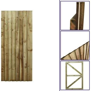 PREMIER GARDEN SUPPLIES Premier 6ft Feather Edge 75cm Wide Fully Framed Flat Top Gate - Pressure Treated (Tanalised)