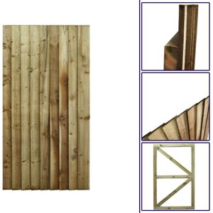 Premier Garden Supplies - Premier 6ft Feather Edge 90cm Wide Fully Framed Flat Top Gate - Pressure Treated (Tanalised)