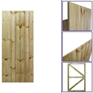 Premier Garden Supplies - Premier 6ft Tongue & Groove 75cm Wide Fully Framed Flat Top Gate - Pressure Treated (Tanalised)